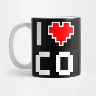 I Love CO - Pixel heart for Colorado gamer Mug